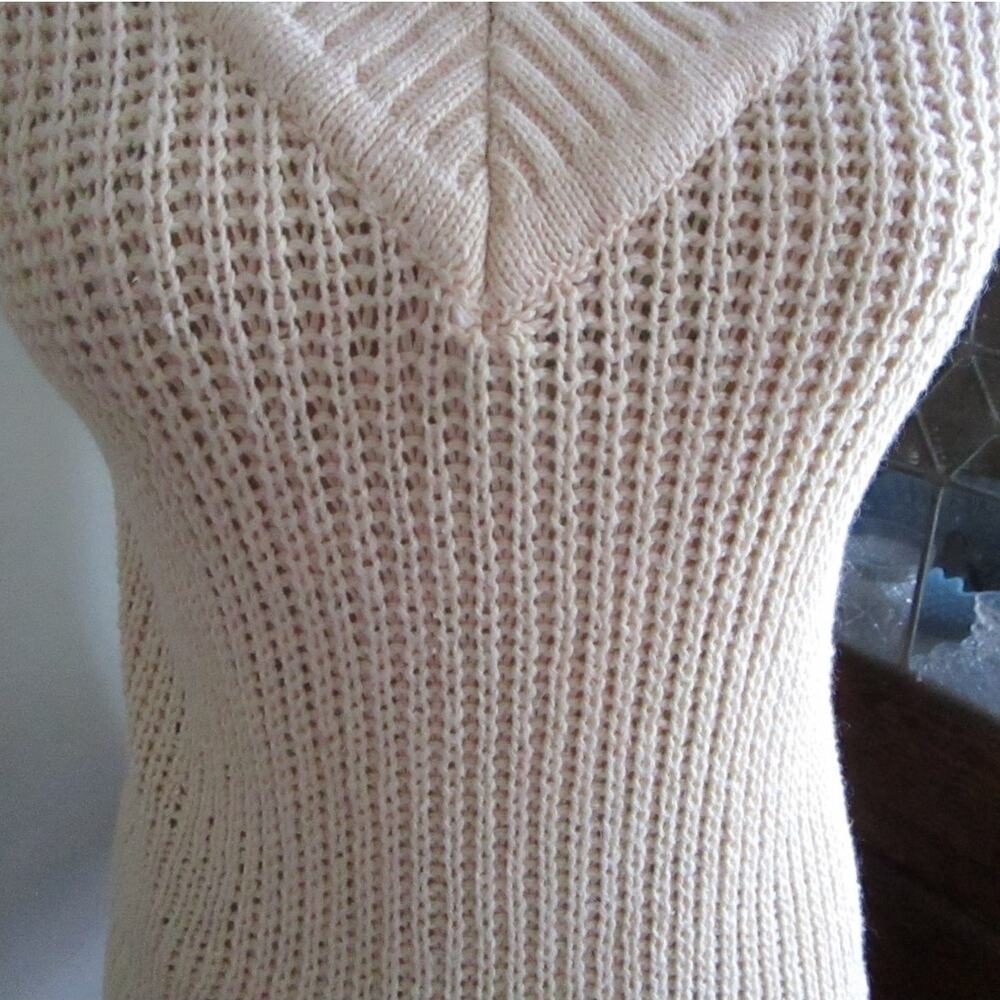 Vintage 80s Currants Jeri Jo Knit Sweater Vest Cream V-Neck Open Stitch Top XS - Picture 16 of 17